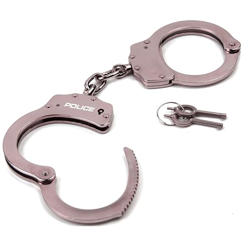 R Bergendi Chrome Heavy Duty Double Lock 3 Hinge Handcuffs - Police