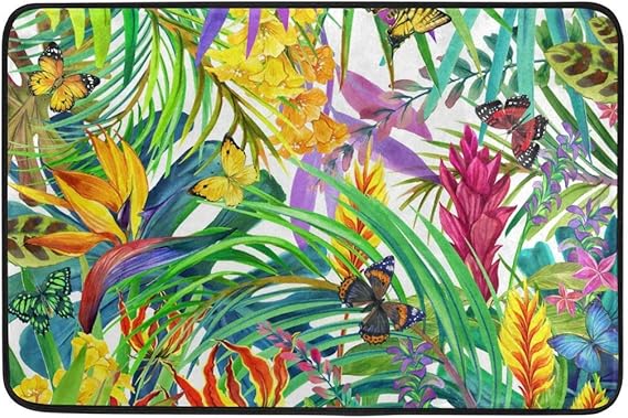 sodnz Floor Mat Ropical Leaf Flower Insect Home Alfombras Modernas