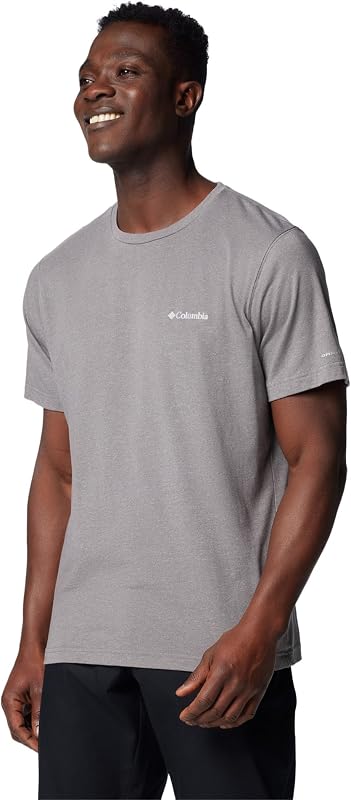 Thistletown Hills - Camisa de Senderismo de Manga Corta para Hombre, Gris Jaspeado., M