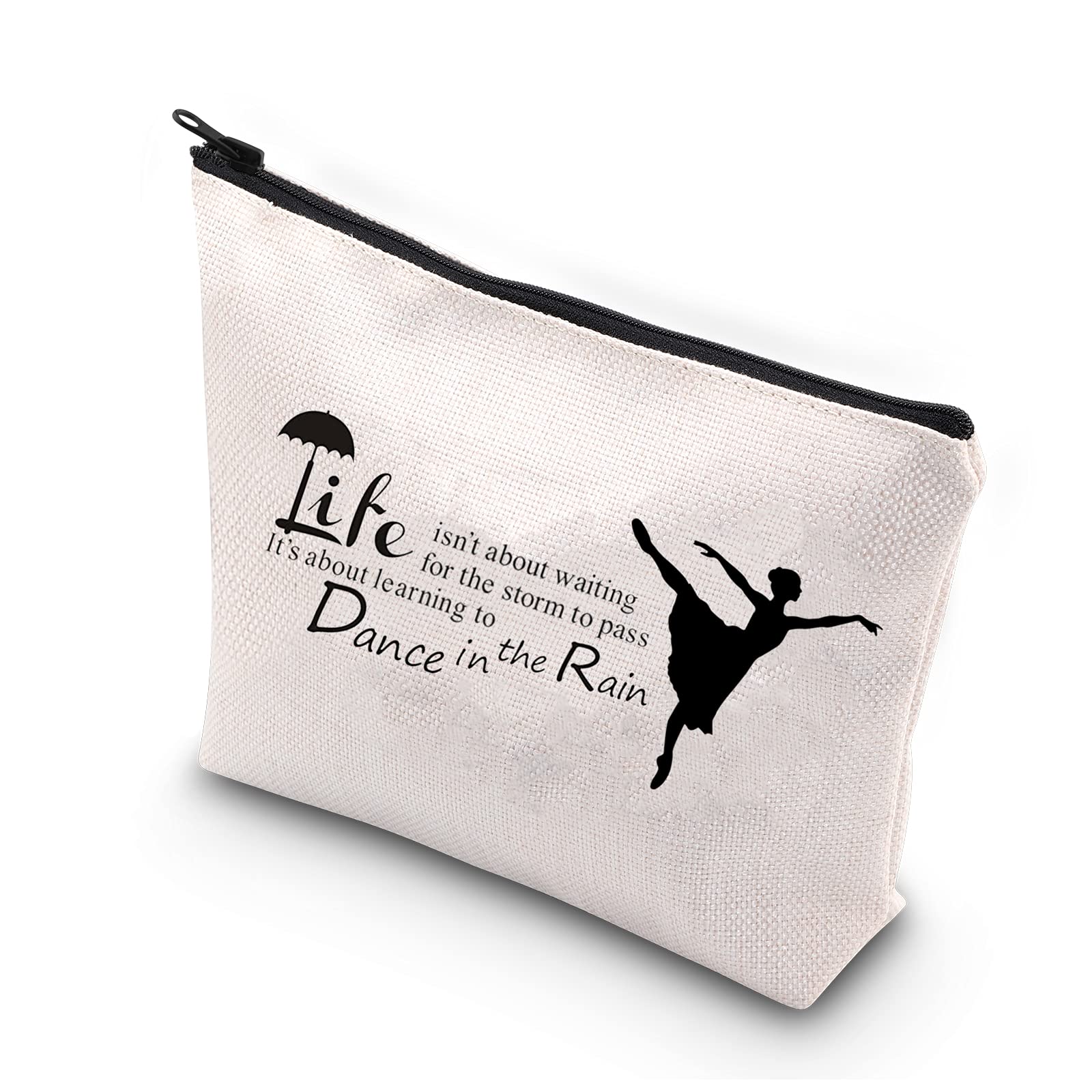 PLITI Dance Teacher Makeup Bag Dancer Inspirational Cosmetic Bag for Dance Lover Dance Team(Dance in the rainU)