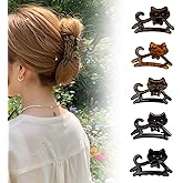 5Pcs Cat Claw Clip,Cat Hair Clips, Cute Cartoon Kitty Design for Daily Hairstyling, Party and Holiday Celebrations, Black Yellow Leopard Print Brown Leopard Print Transparent Brown Colors