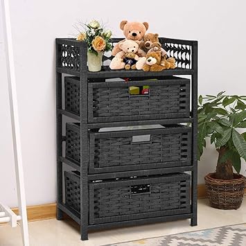 Amazon Com Storage Chest 3 Drawers Wicker Baskets Storage Chest