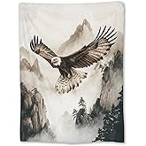 Ti Caldi Soaring Eagle Blanket, Soft Fuzzy Flannel Painting Style Throw Blanket for Couch, Bed, Travel & Home Decor, Lightweight Cozy Warm Blankets for Adults Kids Men Women 60×50 in