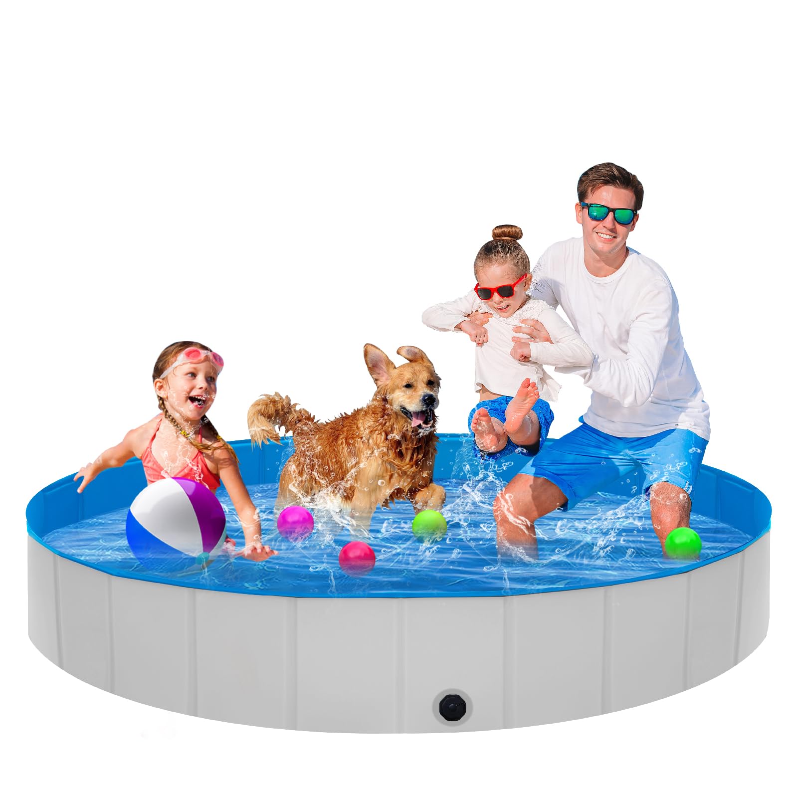Photo 1 of STUDESK Extra Large Foldable Dog Pool,71"x 12" Portable Anti-Slip Kiddie Pool Hard Plastic, Swimming Pool for Dogs Cats and Kids Pet Puppy Bathing Tub