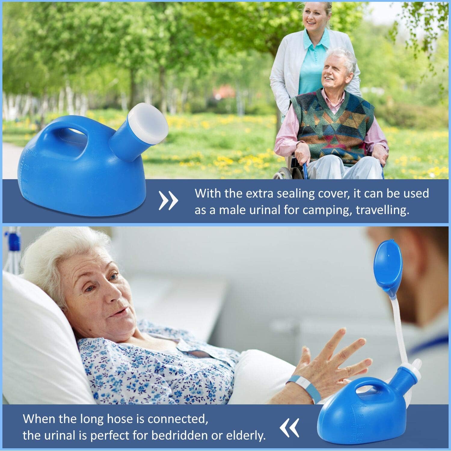 ONEDONE Female Urinal 2000ML Portable Urinal for Women Upgraded Soft Urinal Funnel Bedside Urinal for Hospital Camping Car Travel Bed: Home Improvement