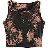 Remidoo Women's Casual Sleeveless Color Block Cropped Top Crewneck Tank Top Shirts