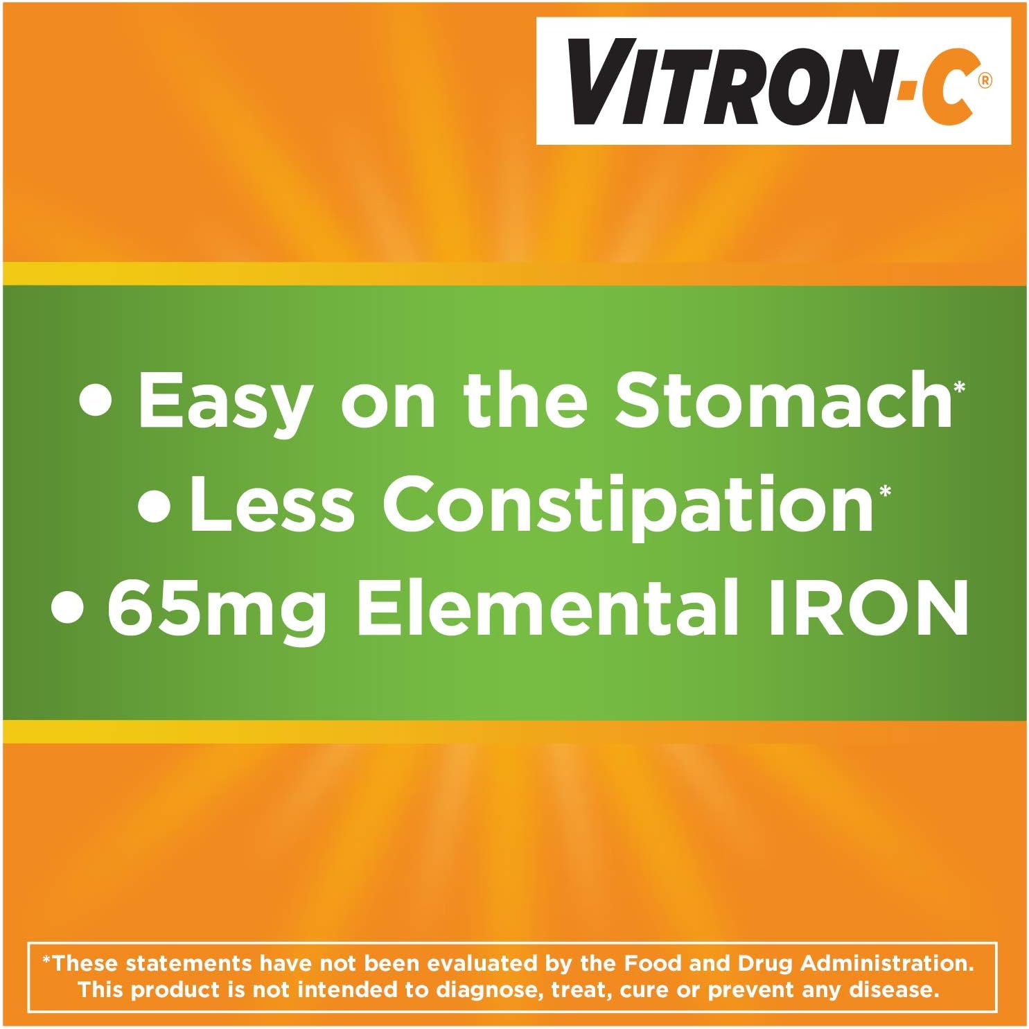 Vitron-C High Potency Iron Supplement with Vitamin C, Boosts Energy, 60 Count: Health & Personal Care