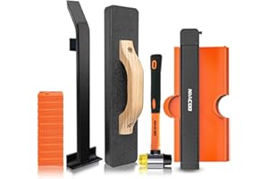 Laminate/Vinyl Flooring Tools, NAACOO Heavy Tapping Block for Vinyl Plank Floor, Heavy Pull Bar, 10”Contour Gauge, 40pc Flooring Spacers, Rubber Mallet | 5 in 1 Floor Installation Kit