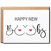 KPLDESIGNS Happy New Boobs Card - Funny Congratulations Card for Her, Breast Enlargement Theme, 5 x 7 inches