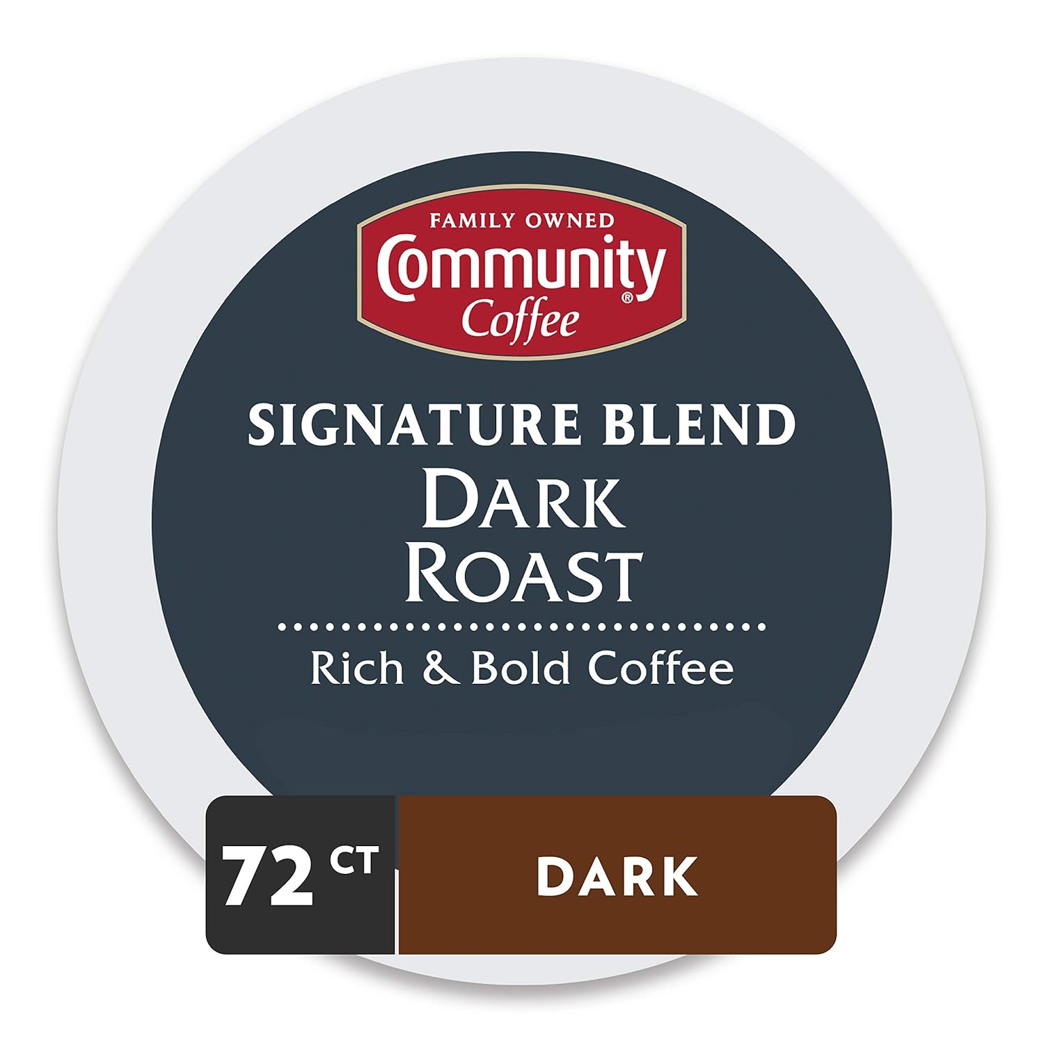 Community Coffee Signature Blend Dark Roast Single Serve K-Cup Coffee Pods, Box of 72 Pods