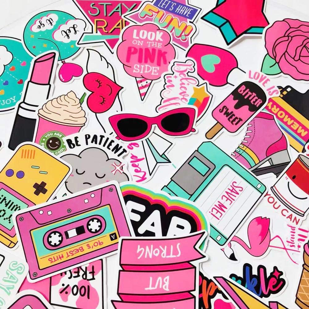 Mizzuco Vinyl Stickers Waterproof Graffiti Stickers 61 Pieces for Teens Girls Laptop Bumper Helmet Ipad Car Luggage Water Bottle (KA155)