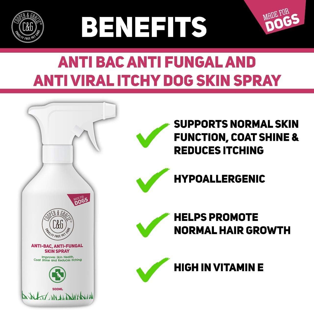 Dog Itch Relief Spray 500ML, Antibacterial Antifungal & Antiviral Fast Absorbing Antiseptic Skin Treatment for Dogs - Image 3