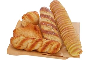 Woration 5pcs Artificial Bread Set Realistic Fake PU Food for Shop Display Kitchen Home DIY Decoration Simulation Baguette Model Photography Prop