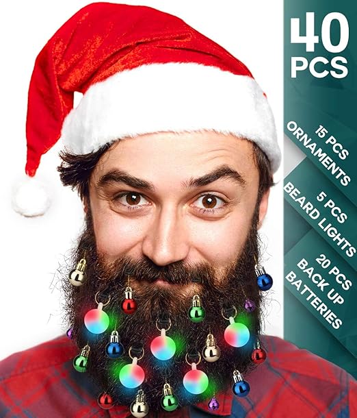 Amazon Com 40pcs Christmas Beard Lights Ornaments Glitter Kit