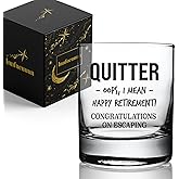 Funny Retirement Gifts for Men Women Quitter I Mean Happy Retirement Whiskey Glass 2026, Sarcastic Retired Glass Gift for Dads Uncles Husband Friends Colleagues Coworkers Bosses Funny Boss Day Gift