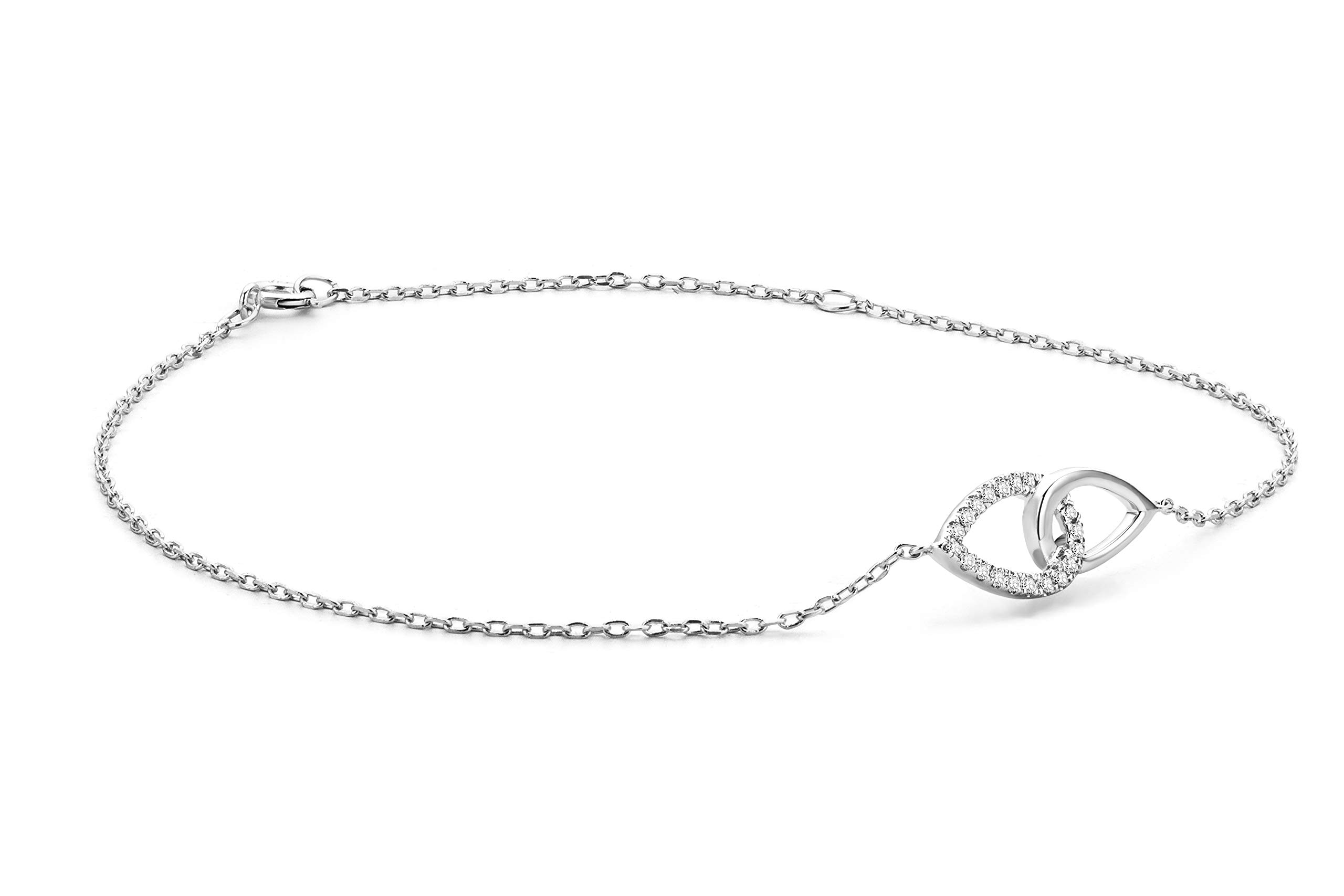 MIORE bracelet 9 kt 375 white gold links with brilliant cut diamonds 0.09 ct