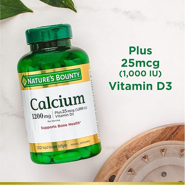 NATURE’S BOUNTY CALCIUM 1200 MG WITH VITAMIN D3 – BONE HEALTH SOFTGELS, CALCIUM AND VITAMIN D SUPPLEMENT, 120 CT (2-PACK)