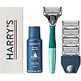 Harry's Shaving Kit for Men - Razor Handle, 5 Razor Blade Refills, Foaming Shave Gel, and Travel Blade Cover - Sage