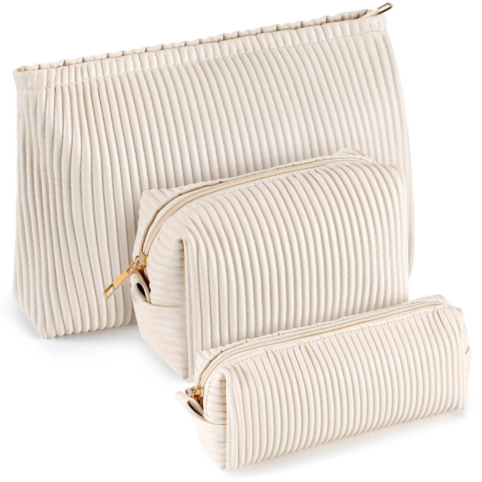 Photo 1 of Talltalk 3 Pcs Cosmetic Makeup Bag for Women Portable Travel Toiletry Cosmetic Pouch Cute Bag Accessories Brushes Storage Organizer for Daily Use, 3 Sizes(Pu Leather,Elegant)