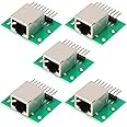 Teansic 5 Pcs RJ45 8-pin Breakout Board Kit with PCB Board and Pin Headers Network Port Adapter Test Board Connector (Horizontal Socket)