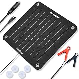 ECO-WORTHY 10W Solar Car Battery Charger Maintainer 12V Waterproof Portable Solar Trickle Charger for Car Truck Boat Lawn Mower RV Trailer Tractor ATV Utility Vehicle Battery