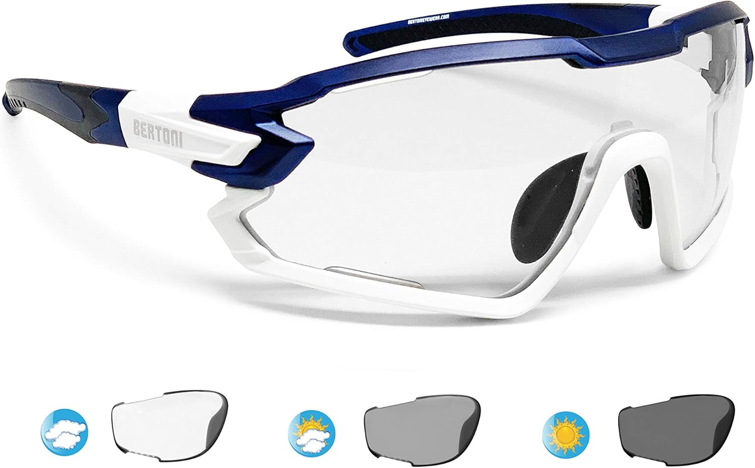 BERTONI Gafas Ciclismo Running MTB Esquí Tennis Padel Polaridas Fotocromaticas Mod. Quasar Italy