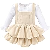 YOUNGER TREE Newborn Baby Girl Fall Winter Outfits Long Sleeve Romper Corduroy Overall Dress Infant Skirt Clothes Sets