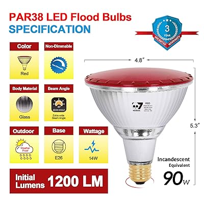 Buy 7pandas Par38 Led Flood Light Bulb 90w Equivalent Halogen Bulb Etl Listed Full Glass Body 14w 1200 Lm Outdoor And Indoor Use Pack Of 4 Red Online In Indonesia B0788h7ls3 Buy 7pandas Par38 Led Flood Light Bulb 90w Equivalent Halogen Bulb Etl Listed Full Glass Body 14w 1200 Lm Outdoor And Indoor Use Pack Of 4 Red Online In Indonesia B0788h7ls3