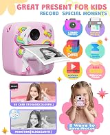 Lenudar Kids Camera Instant Print 1080P 12MP 2.0 Inch Pink Toy Camera view 2