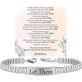 ROYNRAU Let Them Bracelet For Women, Classic Diamond Tennis Bracelets Self Worth Motivational Stainless Steel Engraving Tube Bangle Inspirational Chain Crystal Friendship Bracelet Jewelry Gifts
