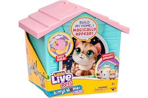 Little Live Pets My Kitty's Home Mini Playset, Mystery Kitty Plush Reveal, Build and Decorate Toy Pet Carrier, Repeat Play, Cat House Toys for Kids 5+