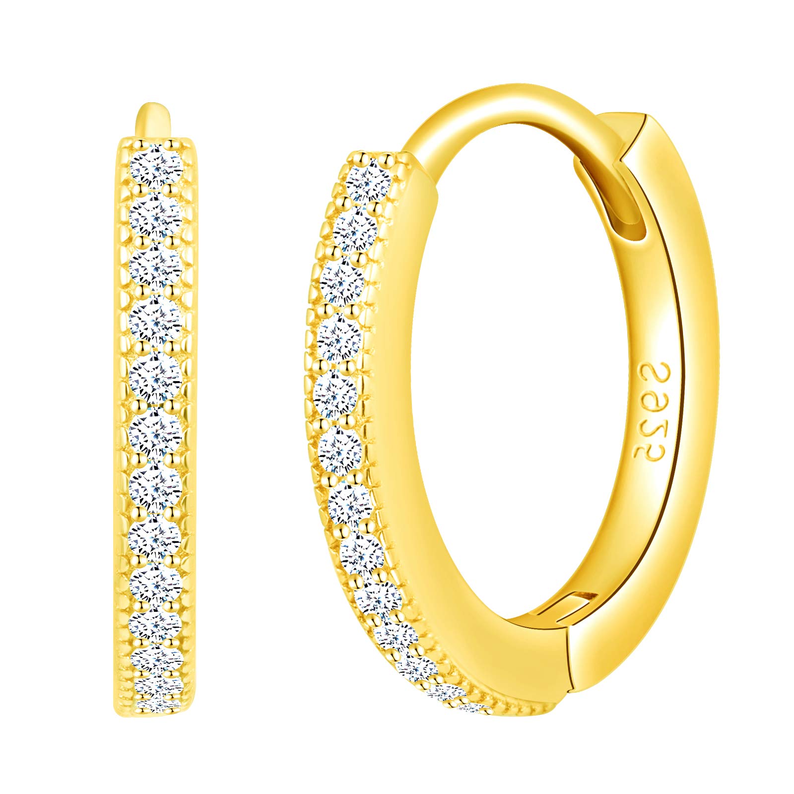 MicVivien 925 Sterling Silver Hoop Earrings Women Cubic Zirconia Huggie Earrings Small Hoop Earrings Elegant Zirconia Circle Earrings for Women Lady Girls Hypoallergenic