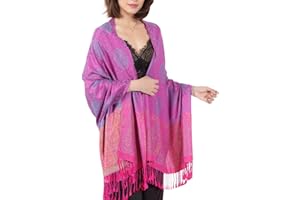 MUQU Women Pashmina Shawls and Wraps Scarf Soft Silky Reversible Paisley Scarves Shawl for Women