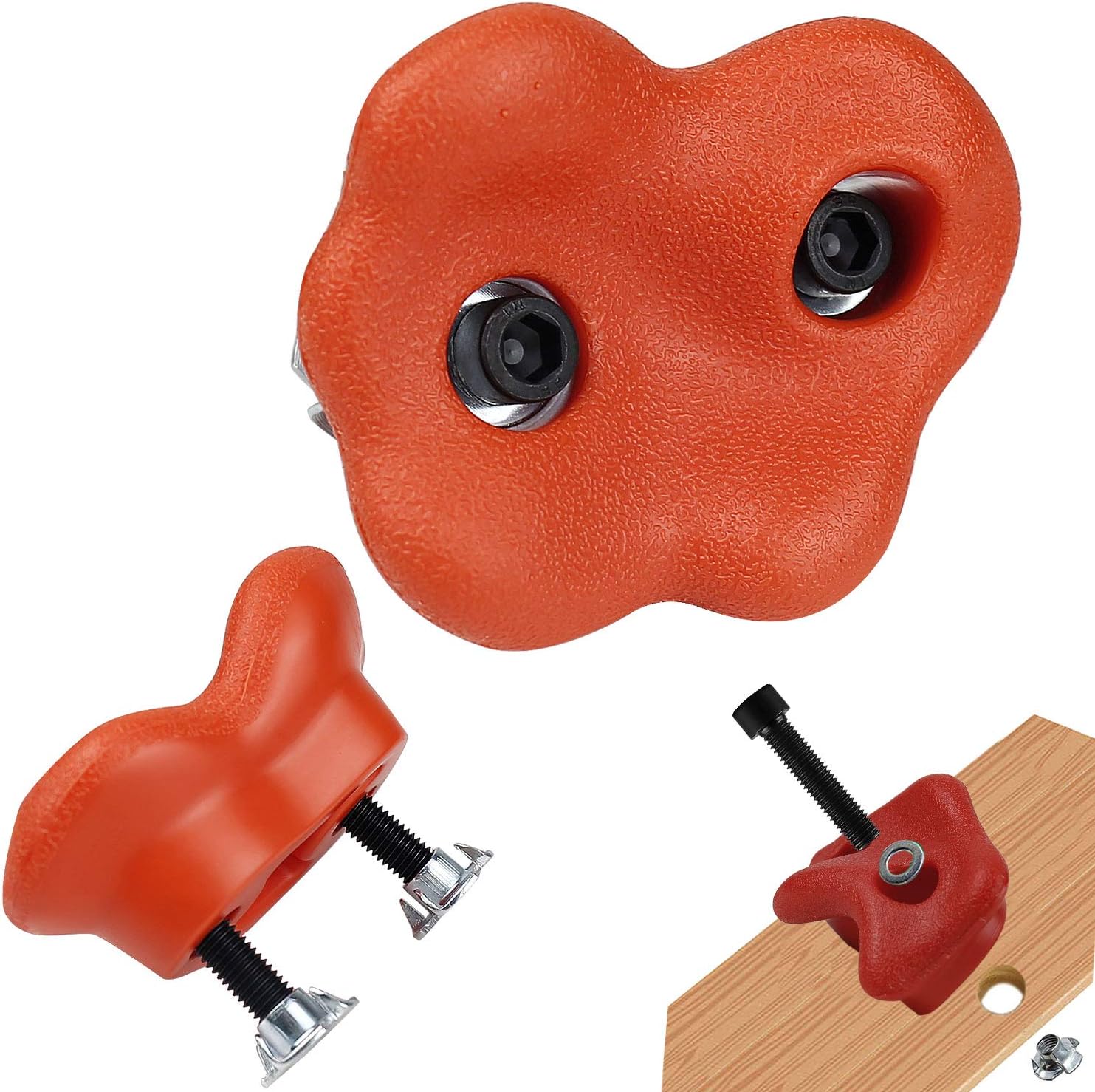 KINYONG 20 Climbing Holds,Rock Climbing Holds for Kids with Safety Rock Plugs to Protect Little Finger,Mounting Screws and Hardware for Rockwall Climbing Holds Kids Indoor and Outdoor Play Set Use: Toys & Games