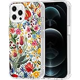 MOSNOVO Case for iPhone 12 & iPhone 12 Pro, [Buffertech 6.6ft Military-Grade Drop Protection] [Anti Peel Off Tech] Clear TPU Bumper Phone Case Cover Design - in The Garden