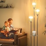Rayofly 3-Light Crystal Floor Lamp with Shelves Chrome Standing Lamp view 5