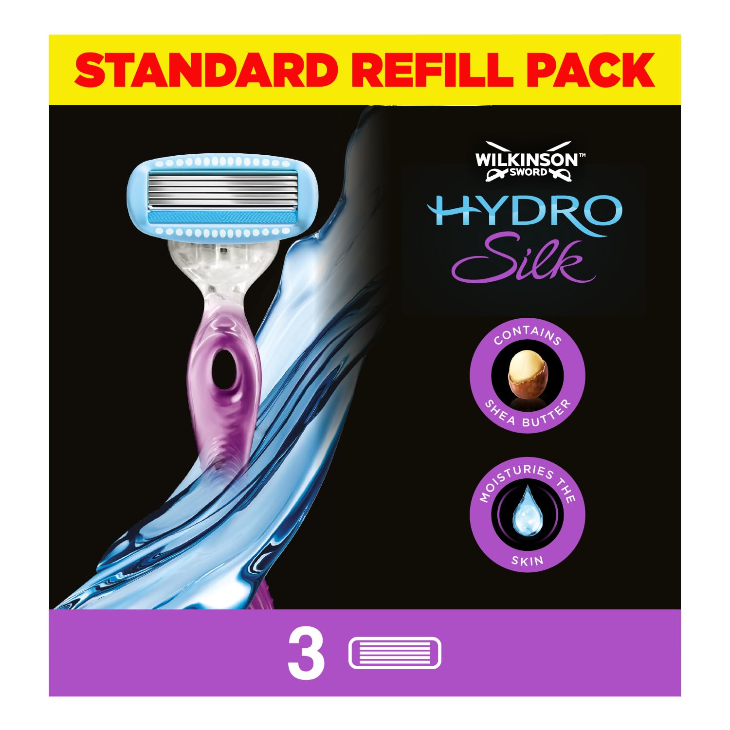 Wilkinson Sword Hydro Silk Razor Blades with Serum for Women, Pack of 3