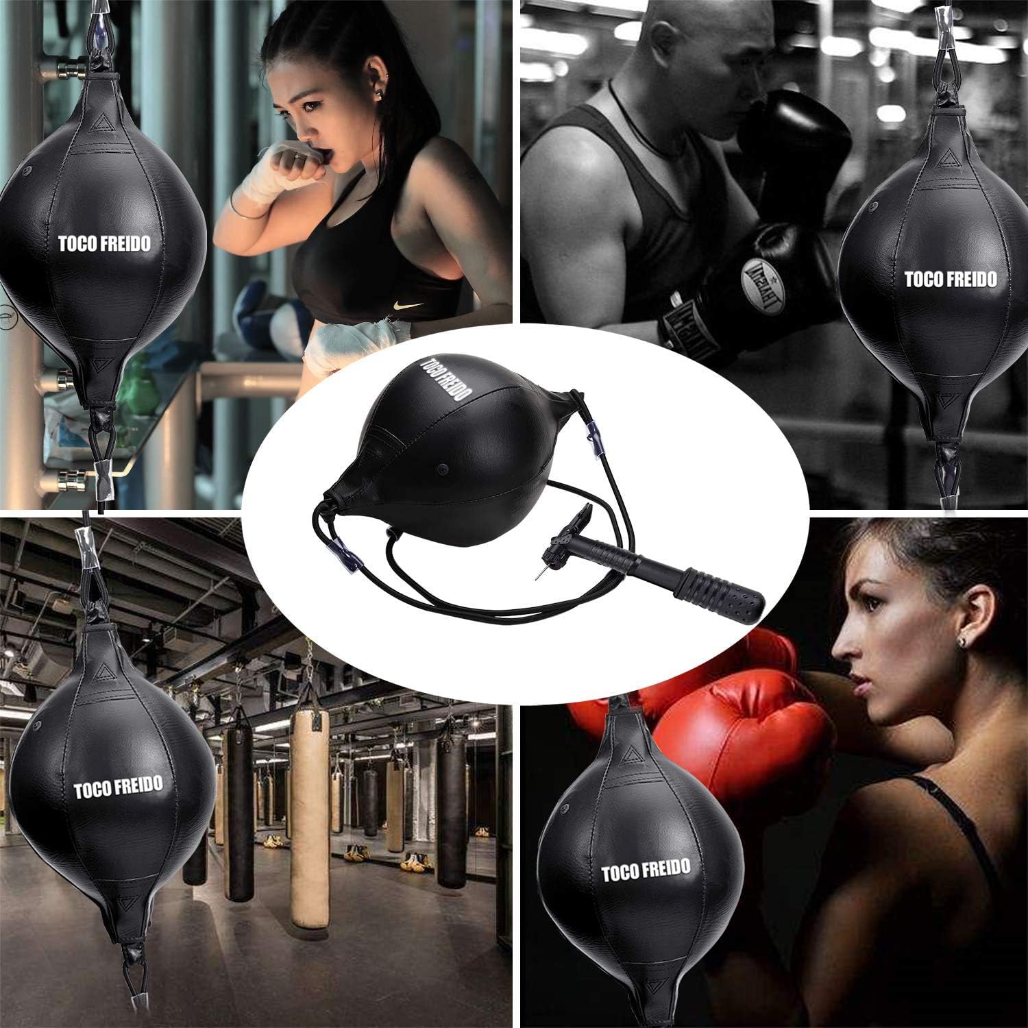 TOCO FREIDO Double End Punching Ball with 2 Boxing Reflex Ball, Pump, Headband, Perfect for Gym MMA Boxing Sports Punch Bag Adult Kids Men Women : Sports & Outdoors