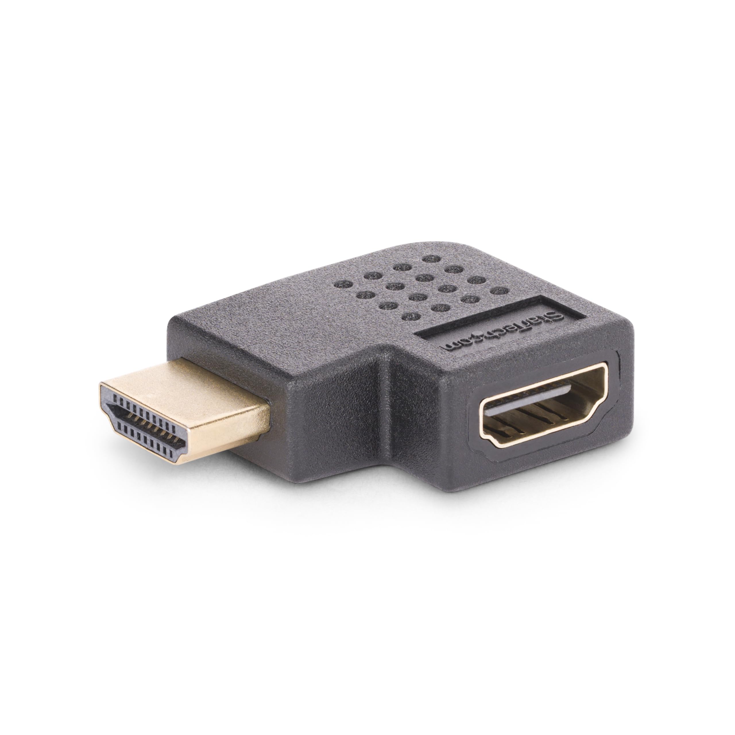 StarTech.com Right Angle HDMI 2.0 Adapter, Male to Female, Horizontal 90-Degree Angled HDMI Port Saver/Extension, 4K 60Hz