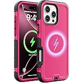 Follaroma for iPhone 16 Pro Case, Compatible with MagSafe, Heavy Duty Shockproof Protective Phone Case, Anti-Drop Protection, Dual Layer Magnetic Phone Cover for iPhone 16 Pro, 6.3", Hot Pink