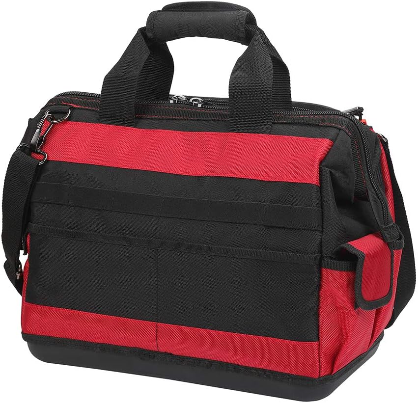 WORKPRO 16" Top Wide Mouth Tool Bag with Water Proof Rubber Base, Multi-Compartment, 46 Pockets, For Tool Organizer & Storage, W081122A - - 