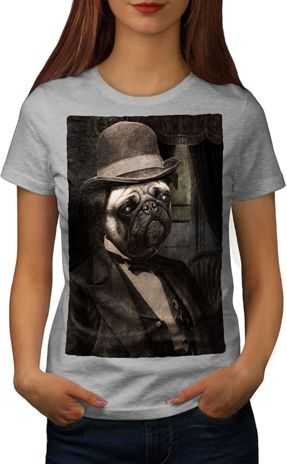 Wellcoda サー パグ 可愛い おもしろいです 犬 婦人向け S 2xl Tシャツ Tシャツ カットソー 通販 Amazon