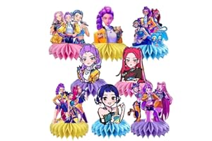 8Pcs Demon Movie Hunters Honeycomb Table Centerpiece,Demon Movie Hunters Birthday Party Supplies Table Decorations for Kids P