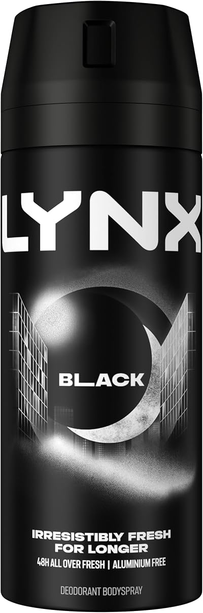 Lynx Black Men's Deodorant Body Spray 150 ml Subtle Fragrance Watermelon