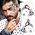 10-Pack Tribal Face Tattoo Temporary Stickers for Halloween, 3.7 x 3.7 Inch Black Tribal Temporary Tattoos for Men, Women and Kids