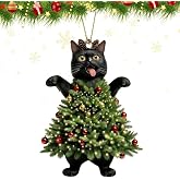 Christmas Ornaments, Black Cat Christmas Decorations, Cute Screaming Cat | Tree Hanging Ornaments, Acrylic 2 Side Printed Christma Decor, Personalized Christma Stockings for Cats Lovers