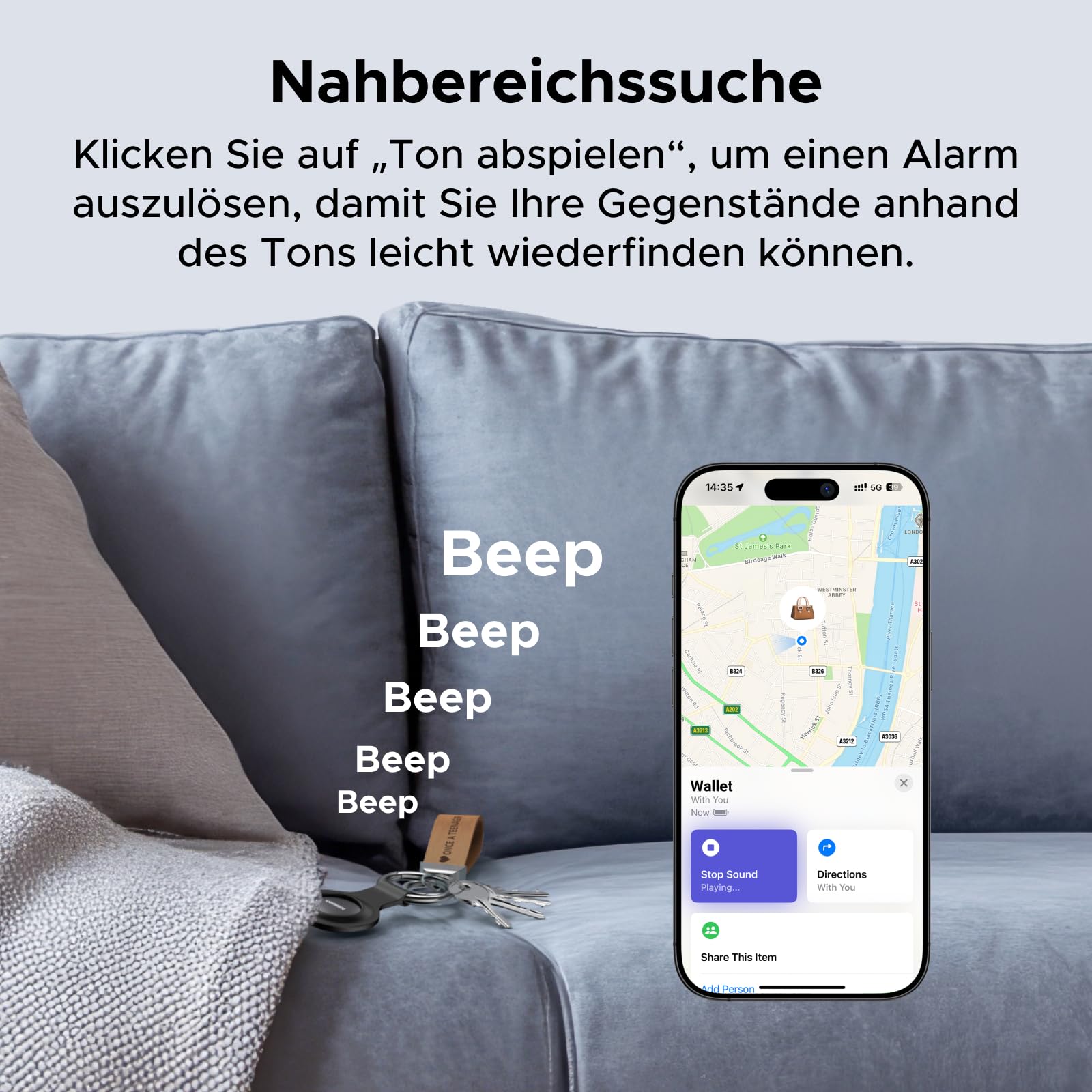 UGREEN FineTrack Mini kompatibel mit Apple Find My (nur iOS), 18 Monate Auswechselbare Batterie, Smarttag mit 80dB Piepton, Bluetooth Tracker für Rucksack, Schlüssel, Koffer, Reisepässe (1 Pack) 7