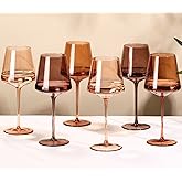 Cyrelwing Brown Wine Glasses Set of 6-18oz【Hand Blown】 Crystal Amber Stemmed Venus Wine Glasses-Brown Wine Glass set for Fall Autumn Winter Wine Dinner