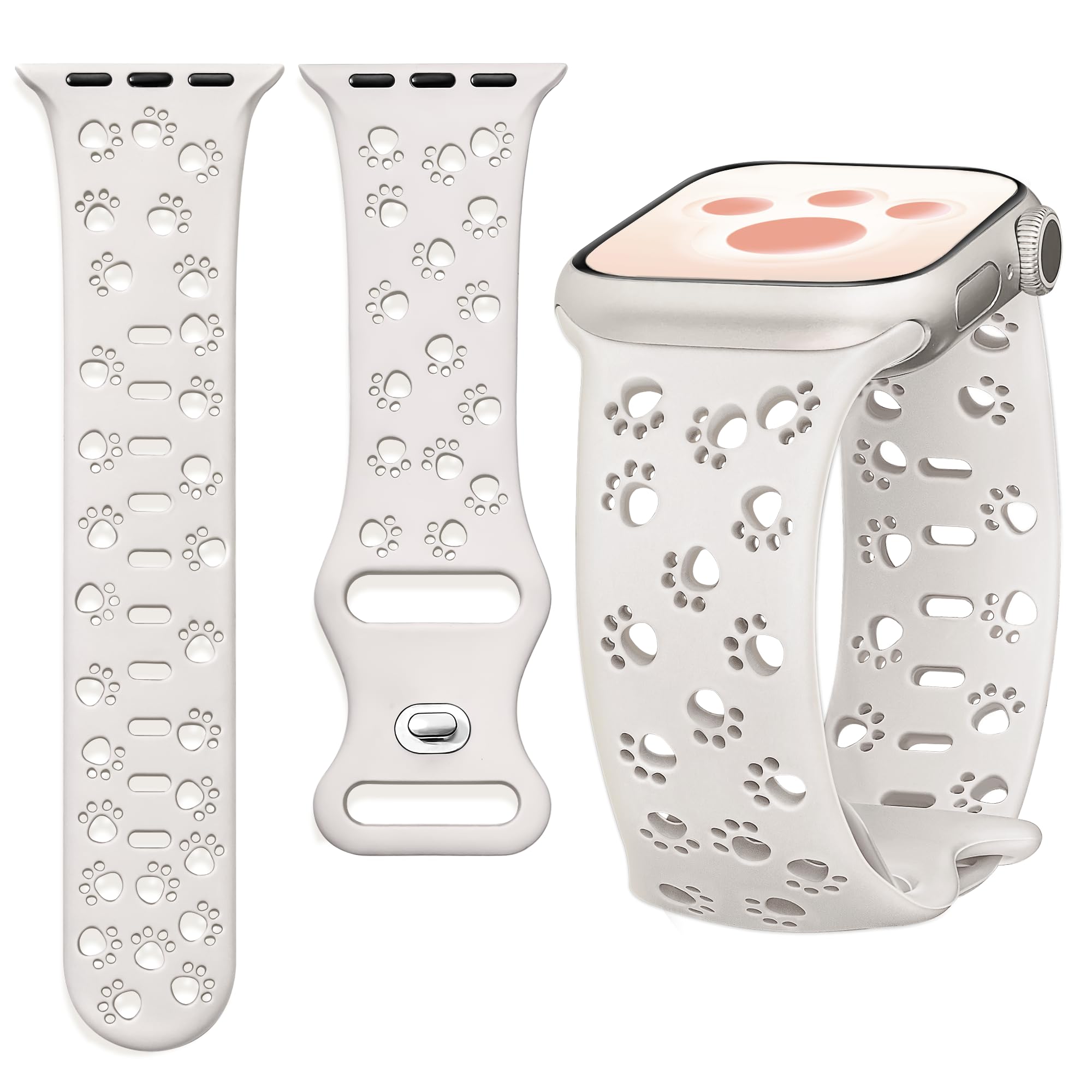 Ocaer Compatible with Apple Watch Straps 46mm 45mm 44mm 42mm 41mm 40mm 49mm 38mm, Cute Soft Silicone Strap for iWatch Series 11 10 9 8 7 6 5 4 Ultra SE 3 2 1, Sport Cat Dog Paw Bracelet for Women