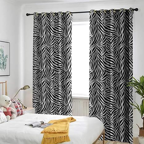Zebra Print Decor Collection Grommet Curtain Animal Print Zebra